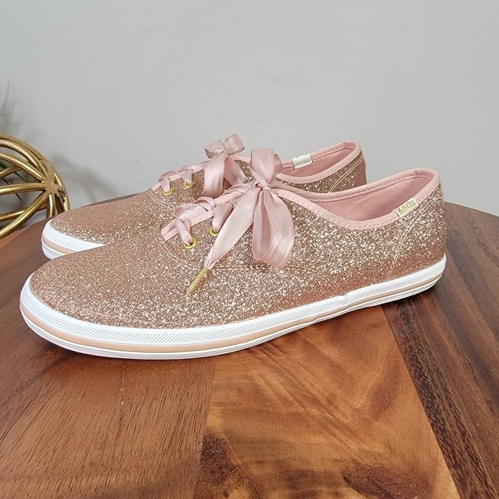 Keds x Kate Spade Champion Glitter Sneakers in Pink / Rose Gold Size 5
